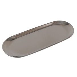 Stainless Steel Decorative Storage Organizer Plate，Dish Plate Tea Tray Fruit Trays for Jewelry, Fruit, Food, Makeup Cosmetic, Towel, Perfume, Candle Trimmer, Silver, Oval, 9.06" x 3.7"