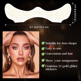 FeidyLong Glitter Freckles, 24 PCS Gold Face Glitter Makeup Accessories, Face Glitter Tattoos Makeup Patches for Women, Fake Freckles for Festival Rave