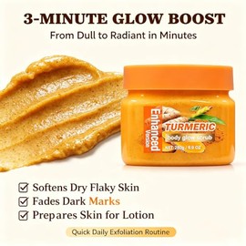 Exfoliante corporal de cúrcuma, exfoliante suave para una textura de piel suave y brillante, piel hidratada para mujeres y hombres