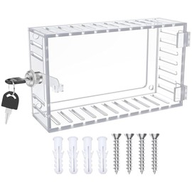 AIMALL Thermostat Lock Box with Key – Transparent Protective Cover for Thermostats, Acrylic Lockable Guard with Ventilation for Energy Efficiency