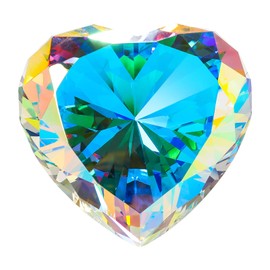 SWTHONY 90mm Crystal Diamond Paperweight Heart Shaped Glass Gems Big Fake Diamonds Paper Weights for Women Desk Wedding Centerpiece AB-Coated