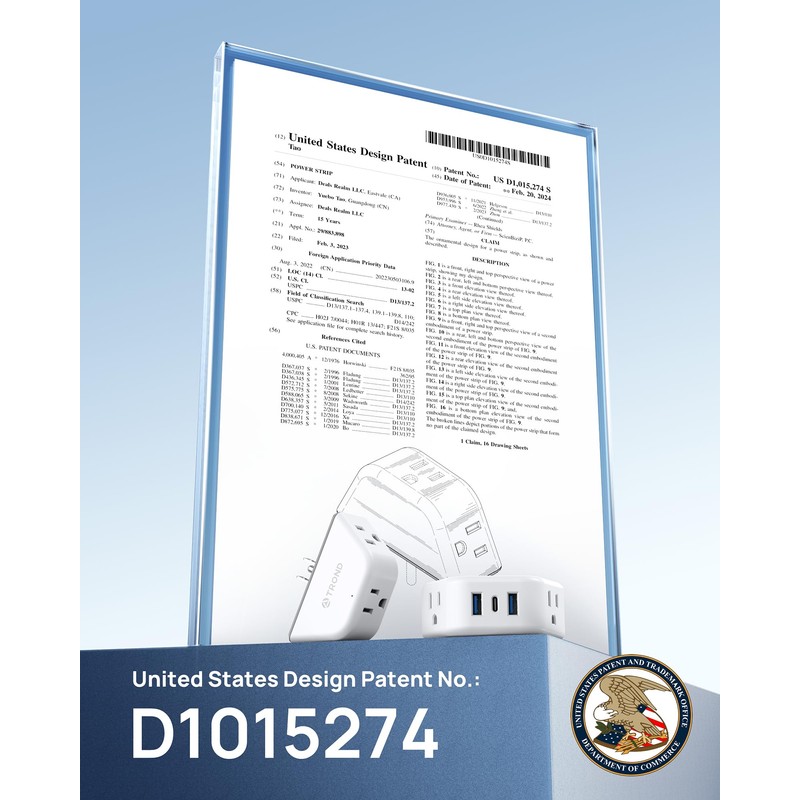 TROND Multi Plug Outlet Extender 2 Pack - Electrical Wall