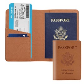 Cnycmy Passport Holder with Airtag,Passport-Wallet-Holder for Women, RFID Passport Holder with Slot Waterproof, PU Leather Travel Passport Case, Brown5, Multifunction Organized