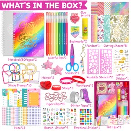 ADUSRIZ 2-Pack DIY Journal Kit for Girls, Journal Set with Stickers, Birthday Gifts for Teen Girls, Decorate Your Planner/Organizer, Journaling Arts Craft Kit, Ideal Gifts for 8-12 13 14 Year Old Girl