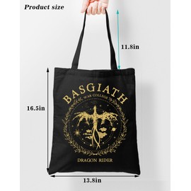 SUNFYCN - Bolsa de lona inspirada en Dragon Ridder, regalo de cuarta ala, reutilizable, bolsa de hombro de compras, Black-basgiath, X-Large