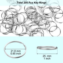 200PCS Split Key Rings Bulk for Keychain and Crafts Keychain Rings (Silver 25mm)