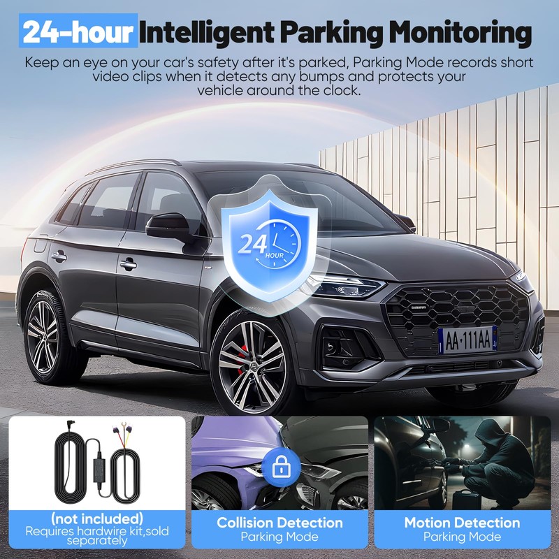 Dash Cam Front and Rear 4K+1080P, Built-in WiFi Dual Car