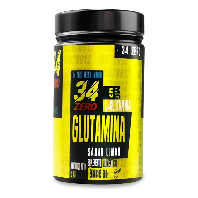 34 Zero Glutamina En Polvo 100 Servicios 1kg Sabores Limón