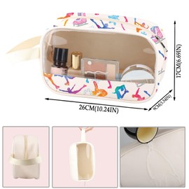 Skater Clear Makeup Bag Ice Skating Lover PU Leather Cosmetic Bag Figure Skating Team PVC Zipper Pouch (Ice Skating PU)