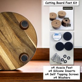 Wooden Cutting Board Feet - Complete Kit - Cutting board feet with silicone rubber feet - Raised Cutting Board feet - Chopping board feet silicone