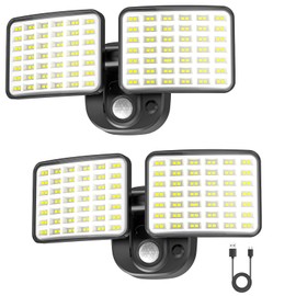 Rechargeable Motion Sensor Light, 2500LM&4000LM Dual Modes Rechargeable Outdoor Lights, USB Charging Outdoor Battery Powered Light, LED Flood Lights Motion Light for Garage, Yard, Garden (2 Packs)
