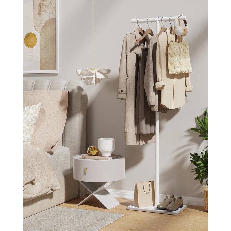 T-shaped Coat Rack Freestanding, Modern Clothes Rack with Rock Slab