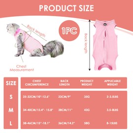 Cat Recovery Suit Post Surgery Bodysuit for Cats, Elizabethan Collar & Cone Alternative, Anti-Lick Pet Vest for Kitten Spaying, Professional Recovery Suit for Abdominal Wounds (Pink, L)