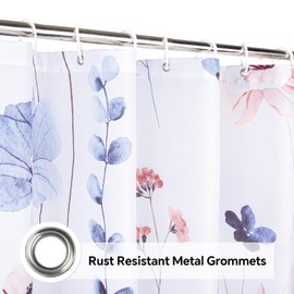 QiyI Watercolor Floral Shower Curtain, Flowers Print Minimalist Bathroom Curtain, Machine Washable Spring Modern Shower Curtains, Waterproof Fabric Shower Curtain Set with Hooks, 36 x 72, Blue