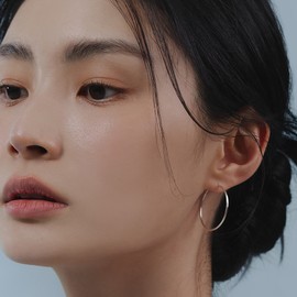 [D.Silver] Silver 925 Glaze Pipe Ring Earrings Silver / [D.Silver] 실버925 글레이즈 파이프 링 귀걸이 실버