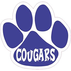 StickerTalk Paw Print with Cougar Mascot Vinyl Sticker, 5 inches by 4.75 inches