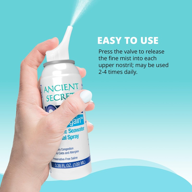 ANCIENT SECRETS Saline Nasal Spray - Breath Again Hypertonic Seawater