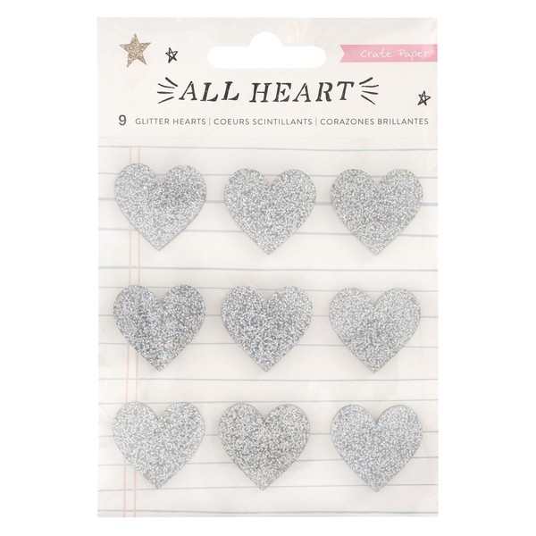 Crate Paper Glitter Hearts Stickers, Multi