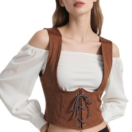 Teyujosem Women's Pirate Corset Renaissance Medieval Vest Steampunk Victorian Bodice(Z3861,2XL)