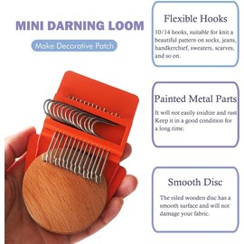 Mini Darning Loom Speedweve Type Weave Tool, Small Weaving Loom Kit for Beginners, Quickly Mending Jeans, Repair Holes, DIY Weaving Arts (Golden orange #59)