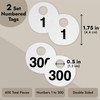 2 Sets of Round Numbered Tags 1-300, Double-Sided Plastic Coat
