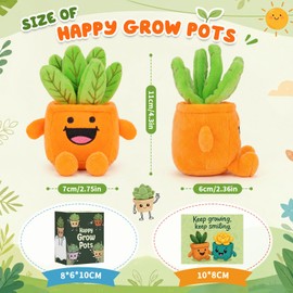 FunisFun Succulent Plant Plush - Happy Grow Pots Artificial Succulent Stuffed Animal, Positive Gift for Adults Collectors, Desk & Shelf Decor for Home or Office (Orange)