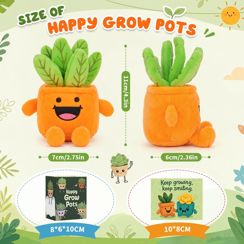 FunisFun Succulent Plant Plush - Happy Grow Pots Artificial Succulent