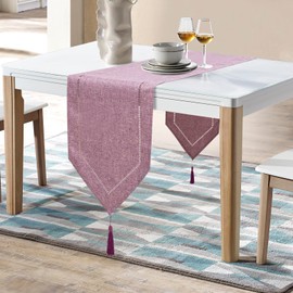 LLCUTESHOP Table Runner Purple 32 x 270 cm Modern Innovative Design Plain Linen Table Runner Washable High-Quality Table Runner Wheat Ear Design for Dining Room Party Holiday Decoration