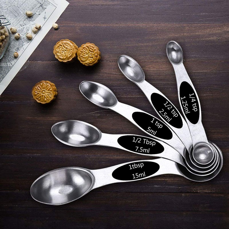 DILISS Magnetic Measuring Spoons Set, Dual Sided, Stainless Steel, Fits
