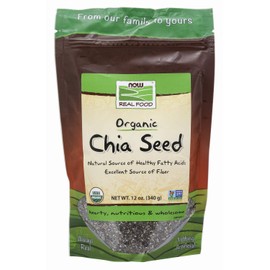 NOW Natural Foods, Organic Black Chia Seeds, Non-GMO, Source of Healthy Fatty Acids and Fiber, 12-Ounce (Packaging May Vary)