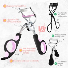 Eye Lash Curler with 6PCS Extra Replacement Pads, Whalrace Superior Curling Effect Eyelash Curler, Easy and Comfortable to Grip and Observe