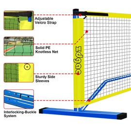 Pickleball Nets Portable Outdoor Pickle Ball Set with 4 Wooden Pickleball Paddles, 4 Pickle Balls and Court Marking Kit, Regulation Size Pickleball Net with Carrying Bag for Backyard, Driveway
