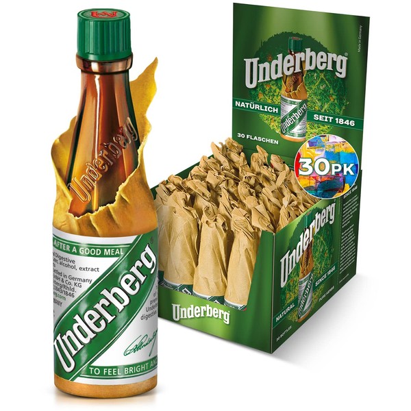 Underberg Herbal Bitters For Digestion, 30 Pack (Single-Dose Bottles) | The Original Herbal Digestive Bitters From Rheinberg | Liquid Recipe w/ 43 Aromatic Herbs | Natural Digestion Bitter, Non-GMO