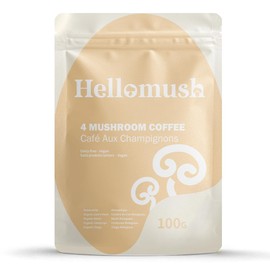 Hellomush Organic Instant Mushroom Coffee Alternative Substitute - Adaptogen Drink with Lion's Mane, Chaga, Reish and Cordyceps