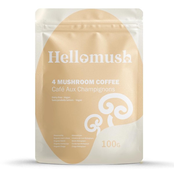 Hellomush Organic Instant Mushroom Coffee Alternative Substitute - Adaptogen Drink