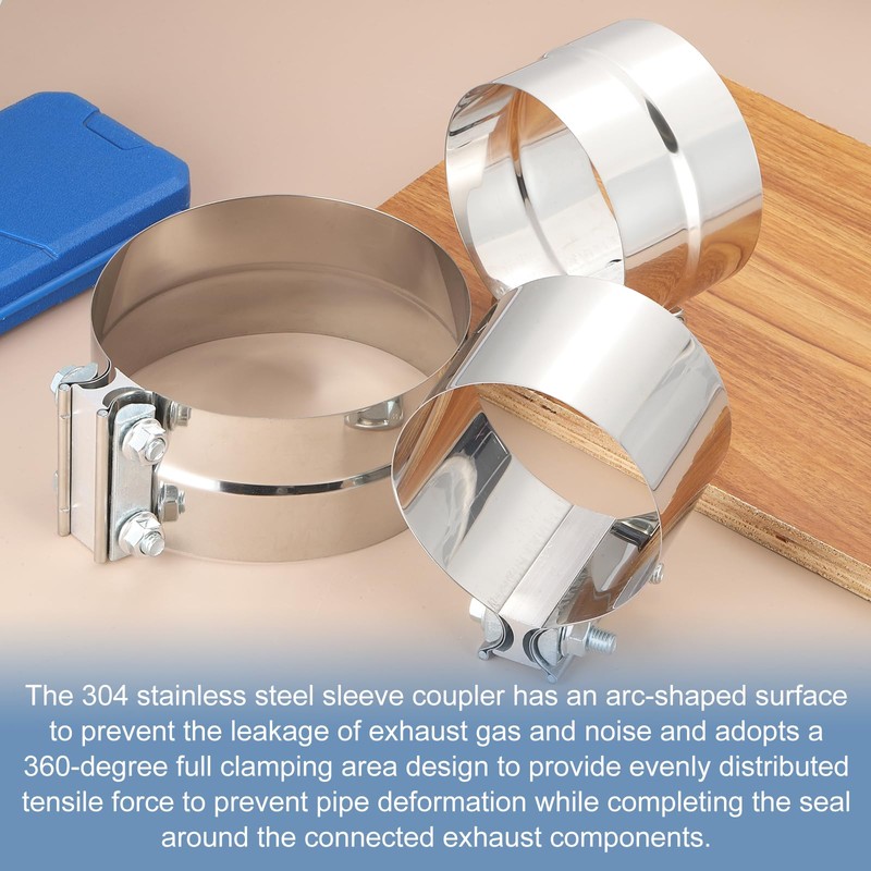 uxcell 5.5 Inch Exhaust Clamp, 304 Stainless Steel Butt Joint