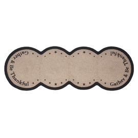 VHC Brands Harvest Blessings Stencil Gather & Be Thankful Table Runner 12x36 Braided Cotton, Kitchen Dining Table Holiday Decoration, Decor for Fall and Thanksgiving