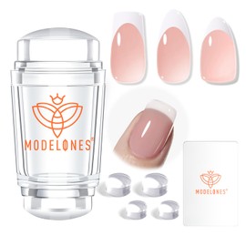 modelones- Estampador de uñas francés: crea un arte de uñas elegante y divertido con el kit de estampador de uñas francés de Modelones; contiene 1 estampador de gelatina, 1 raspador y 4 cabezales de