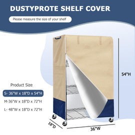 Shelf Cover, Waterproof 600D Heavy Duty Dustproof Storage Wire Rack Covers, Outdoor Shelving Covers for Wire Shelves with Zipper (Cover only) (36 "W x 18 "D x54 "H)