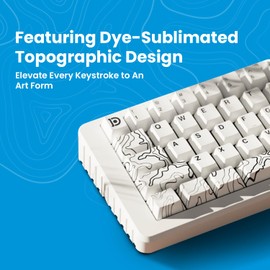 Deskr Topo Canyon Dye Sub PBT Keycaps | 164 Keycap Set for Mechanical Keyboard | 1.7mm Thickness Keys - ANSI & ISO Support Keys | Cherry Profile MX Style Switches | 60%-100% Layouts | White