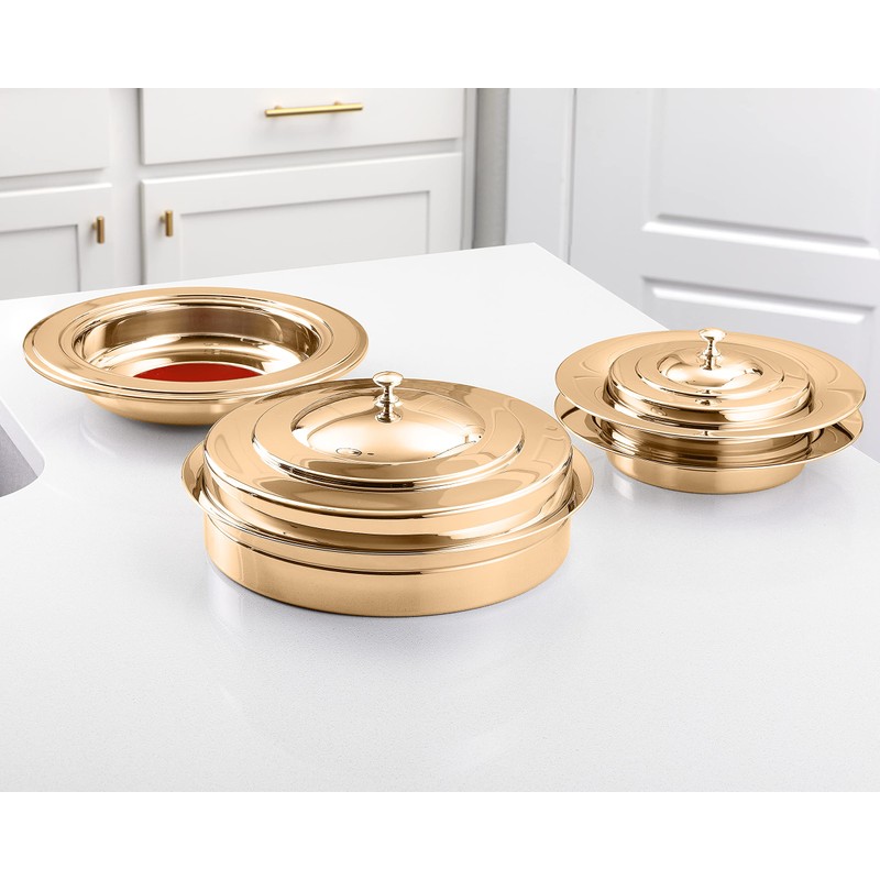 Steadfast Selections - (Offering Plate Red) Premium Gold Stainless Steel