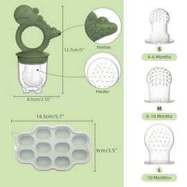 btrfe Baby Breastmilk Popsicle Molds & Baby Fruit Feeder Pacifier, Silicone Baby Food Freezer Tray Storage Containers for Infant Teething Self Feeding (1 Set)