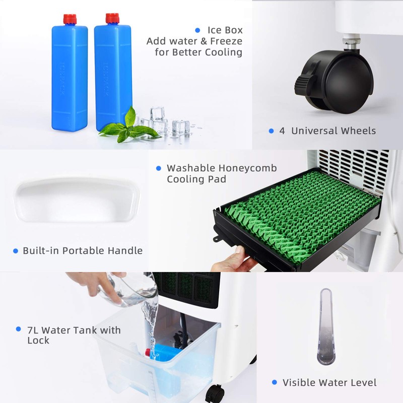 COSTWAY Evaporative Cooler, Portable Cooling Fan with Remote Control, 3-Mode,