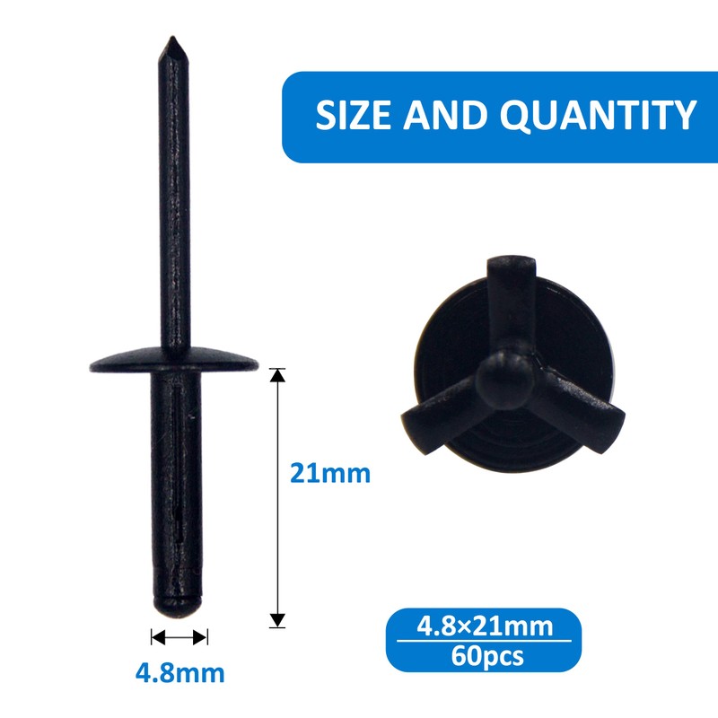 BESTYCHAO 60pcs Tri-Fold Exploding Large Head Aluminum Blind Rivet Pop