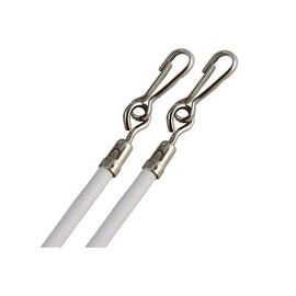 29" WHITE Vinyl Coated STEEL DRAPERY BATONS with Stainless Steel Hooks (2-Pack)