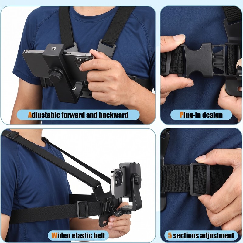 Adjustable Chest Phone Mount Holder for Hands-Free Recording – Secure