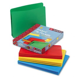 Smead Products - Smead - 3 1/2" Expansion Drop Front File Pockets, Straight, Poly, Ltr, Assorted, 4/Box - Sold As 1 Box - Tear- and water-resistant polypropylene supplies rigid support for heavy paperwork. - Scored front folds down to access contents. - 