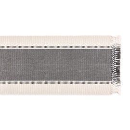 DII Dobby Stripe Woven Table Runner, 13x72 (13x77.5, Fringe Included), Mineral Gray