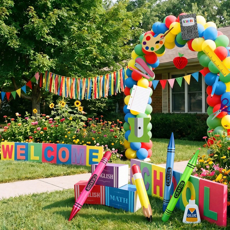 MiniInflat 18 Pcs Back to School Party Decorations Set Multicolor