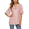 HOCOSIT Women's Floral Print Short Ruffle Sleeve Pleated Front V